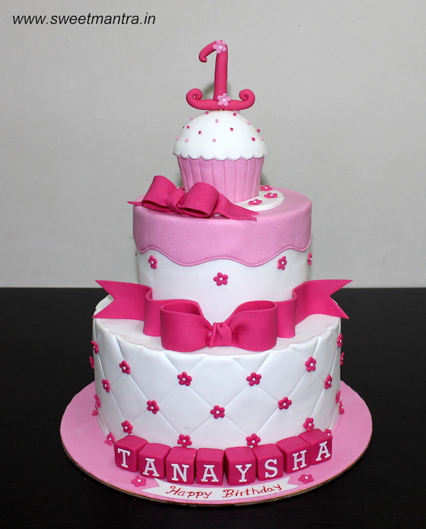 1st birthday 2 tier cake for girl