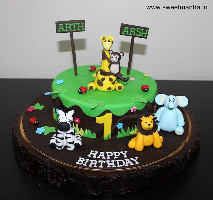 Animals cake for twins