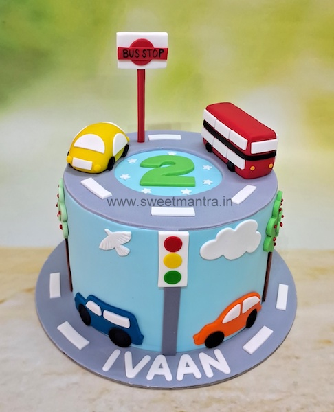 Cars and Bus cake