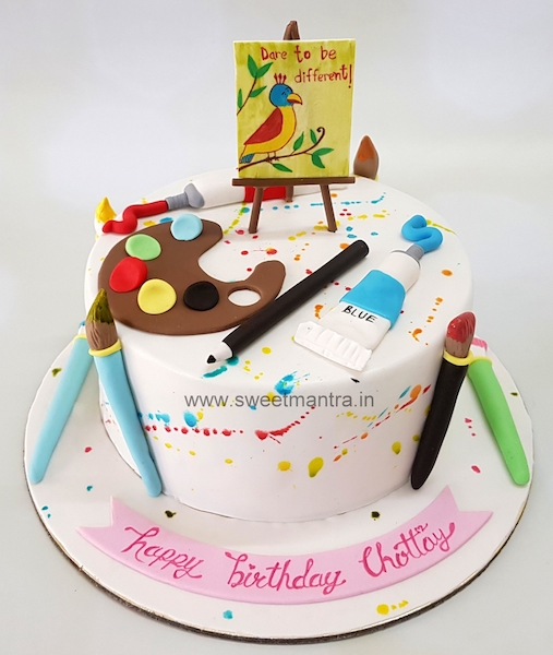 Painter and Canvas design cake