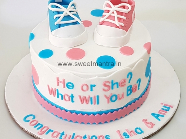 Pink Blue baby shoe cake