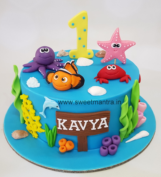 1st birthday Underwater cake
