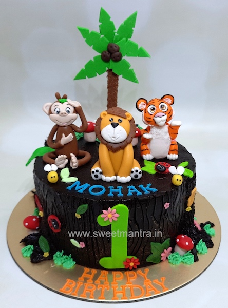 1st birthday jungle cake