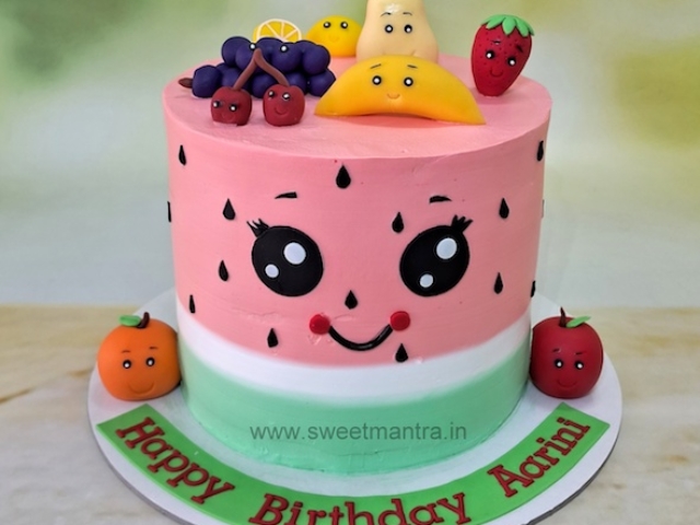 Fruits theme cream cake