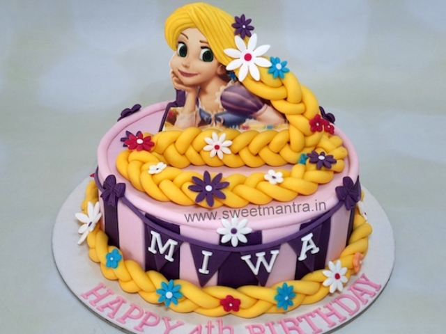Princess Rapunzel long hair cake