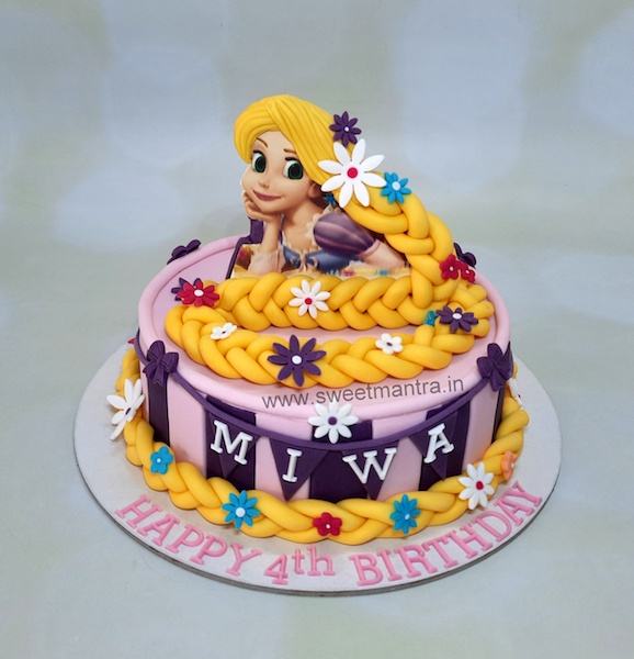Princess Rapunzel long hair cake