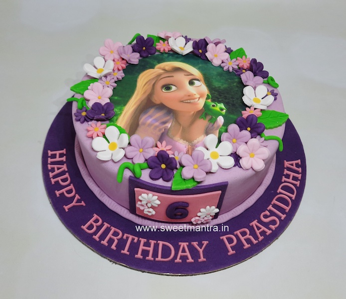 Rapunzel theme cake in purple