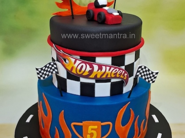 Hot wheels theme cake in 2 tier