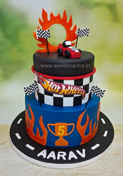 Hot wheels theme cake in 2 tier