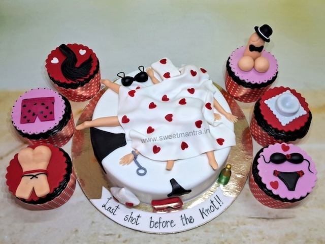 Naughty bed cake and cupcakes for a Hens party