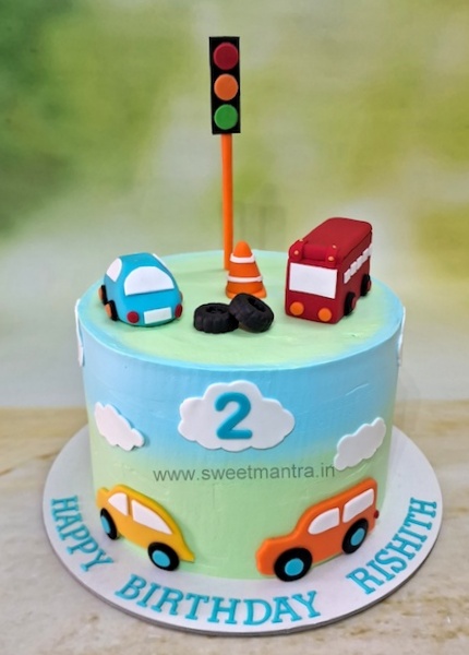 Vehicles cake in cream