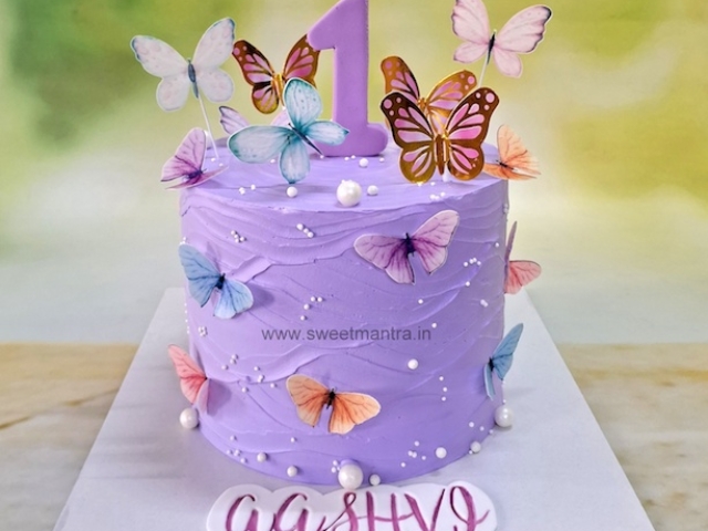 Butterflies cake for 1st birthday