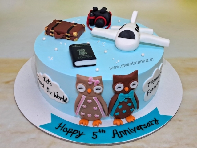 Travel theme Anniversary cake