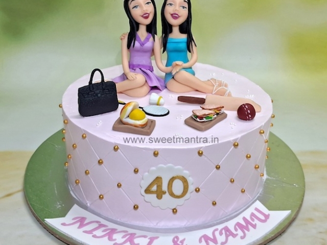 Twin sisters 40th birthday cake