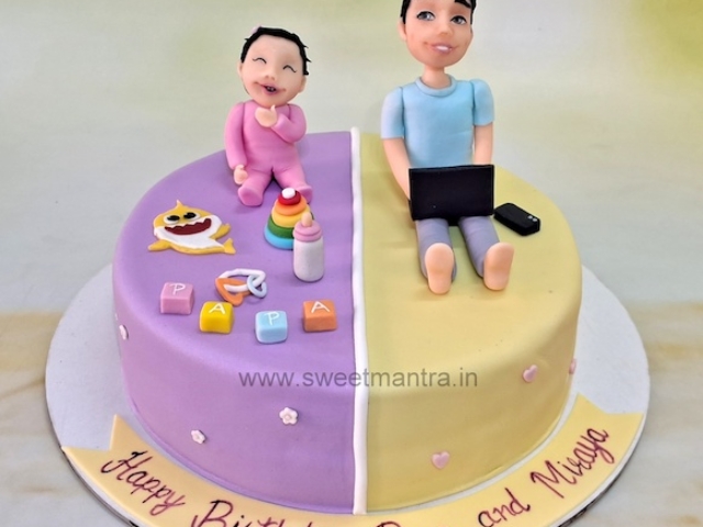 Dad and Daughter combined birthday cake