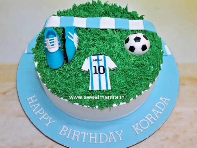 Messi theme cake in football