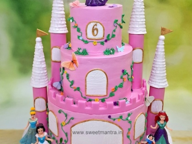 Princess Castle cake in whipped cream