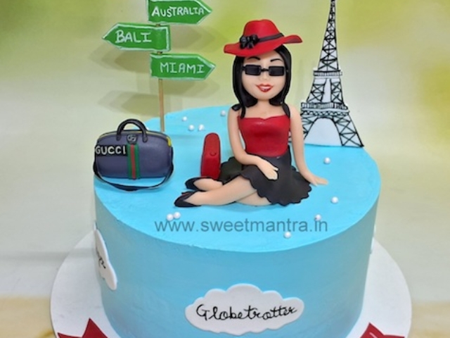 Travel theme cake for 50th birthday