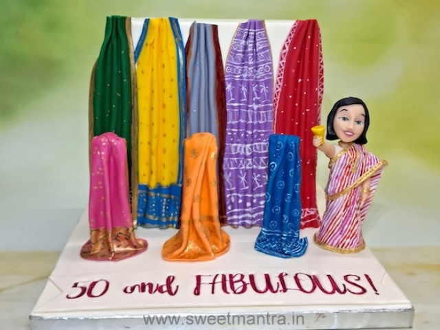 Saree love cake for wife's 50th birthday